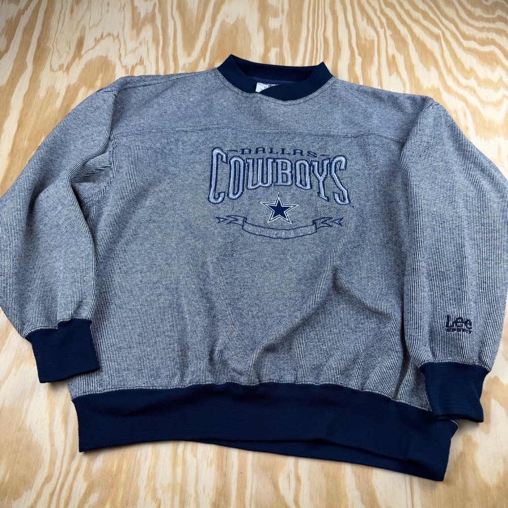 Vintage Lee Sport Dallas Cowboys Sweatshirt Mens L Navy Micro Stripe NFL